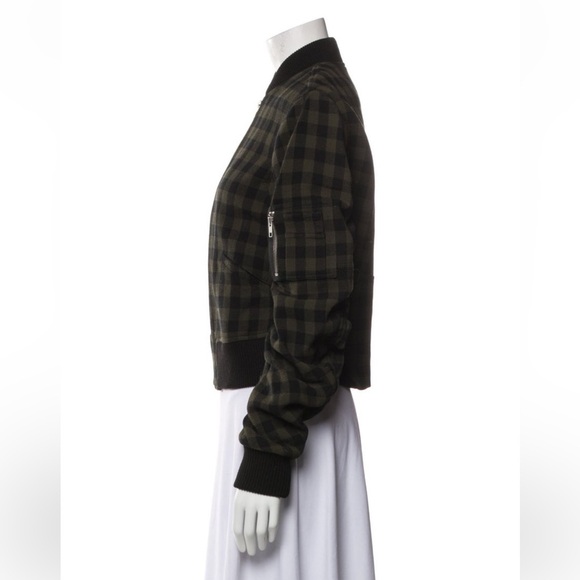 A.L.C virgin wool plaid print bomber jacket - Picture 2 of 5